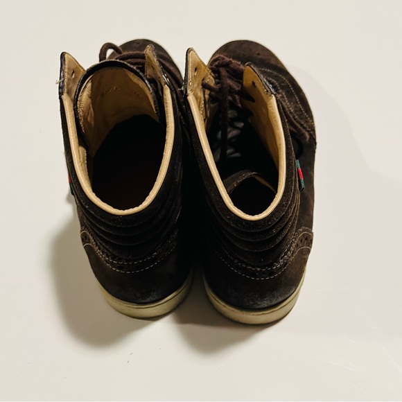 Gucci Men’s Classic Brown Suede Brogue Trainer High Top Sneakers Size 7.5G - Picture 3 of 8